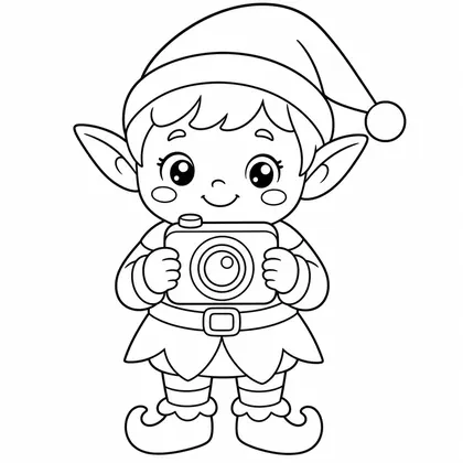 Dibujo de elfo con cámara de concha para colorear