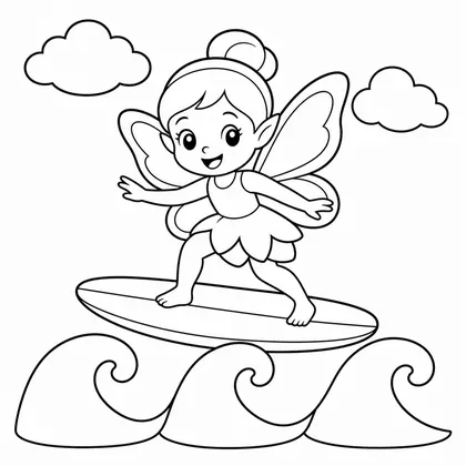 Dibujo de hada surfeando para colorear