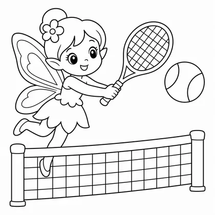 Dibujo de hada jugando al tenis para colorear