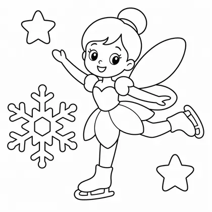 Dibujo de hada patinando sobre hielo para colorear
