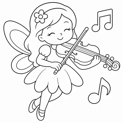 Dibujo de hada con violín para colorear