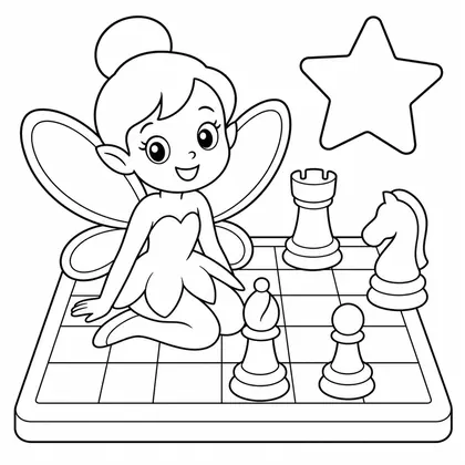 Dibujo de hada jugando al ajedrez para colorear
