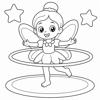 Dibujo de hada con hula hoop para colorear