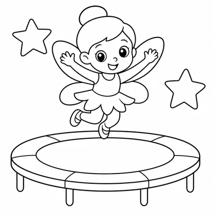 Dibujo de hada en cama elastica para colorear