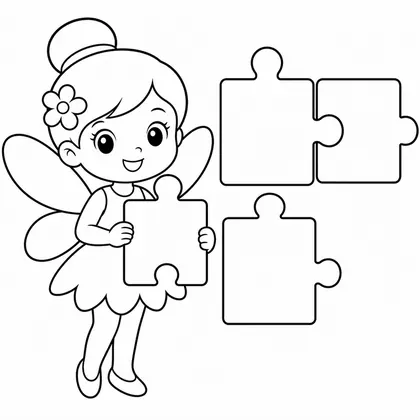Dibujo de hada con puzle para colorear