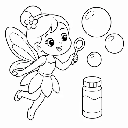 Dibujo de hada haciendo burbujas para colorear