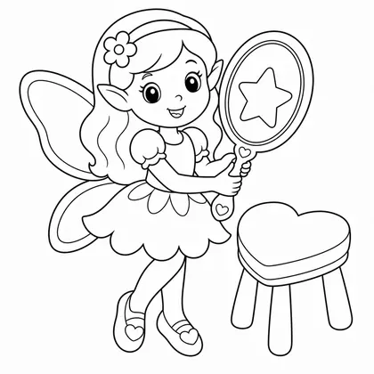 Dibujo de hada con espejo magico para colorear