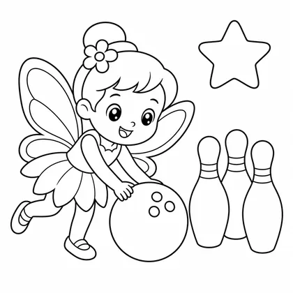Dibujo de hada jugando a los bolos para colorear