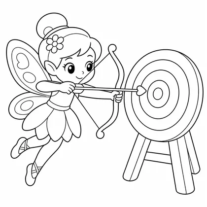 Dibujo de hada con arco y flecha para colorear