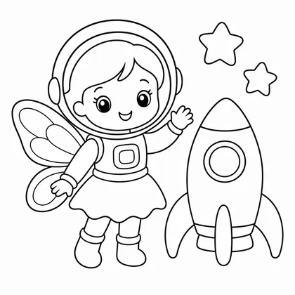 Dibujo de hada astronauta para colorear