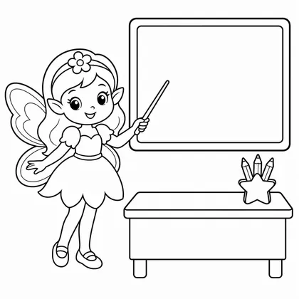 Dibujo de hada en clase para colorear