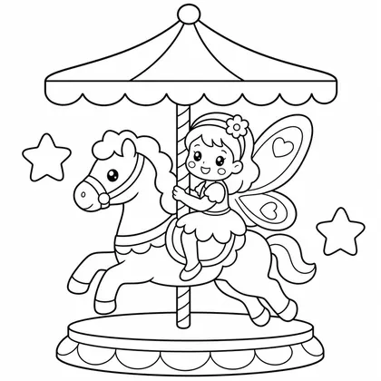 Dibujo de hada en carrusel para colorear