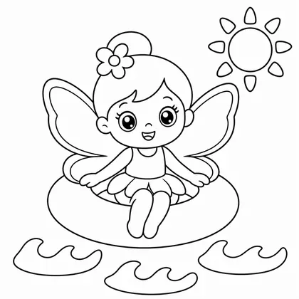 Dibujo de hada con flotador para colorear