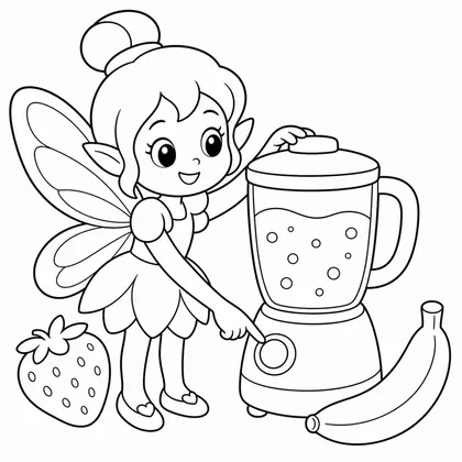Dibujo de hada preparando un batido para colorear