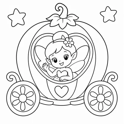 Dibujo de hada en carruaje calabaza para colorear