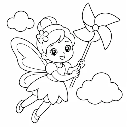 Dibujo de hada con molinillo para colorear