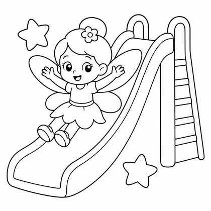 Dibujo de hada en tobogan para colorear