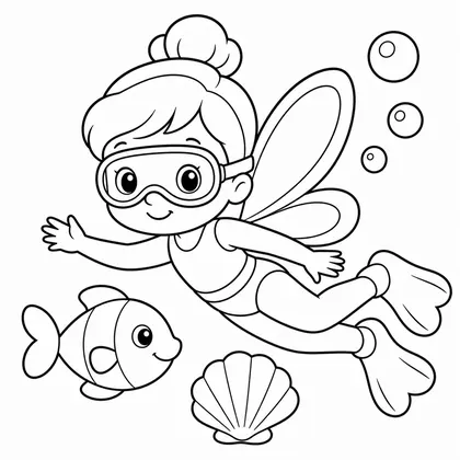 Dibujo de hada buceando para colorear