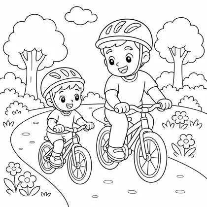 Dibujo de bicicletas con papá para colorear