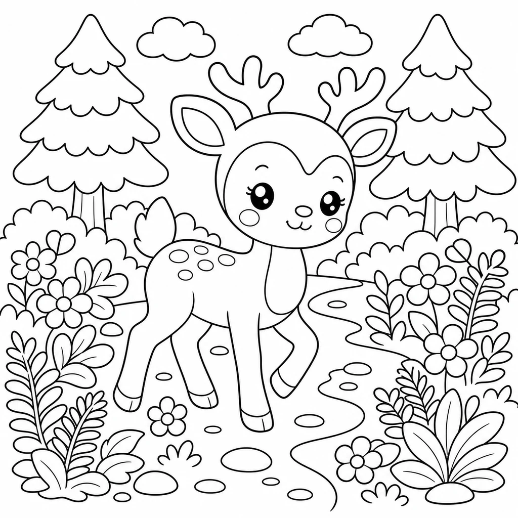 Disegno di foresta 3 da colorare