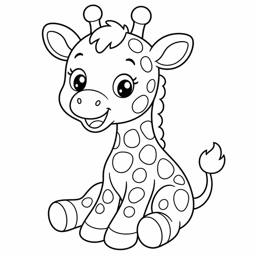 Coloriage : Girafe dans la savane