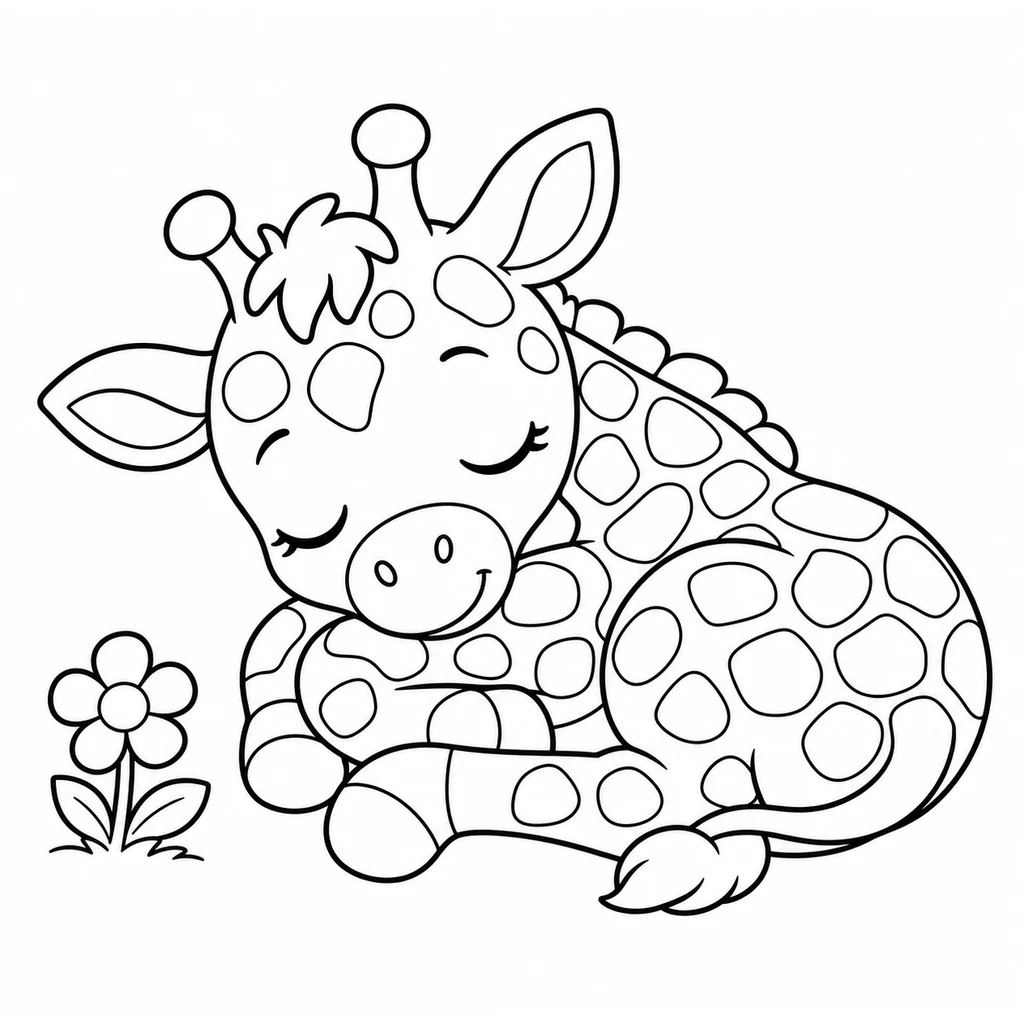 Coloriage : Girafe avec son petit