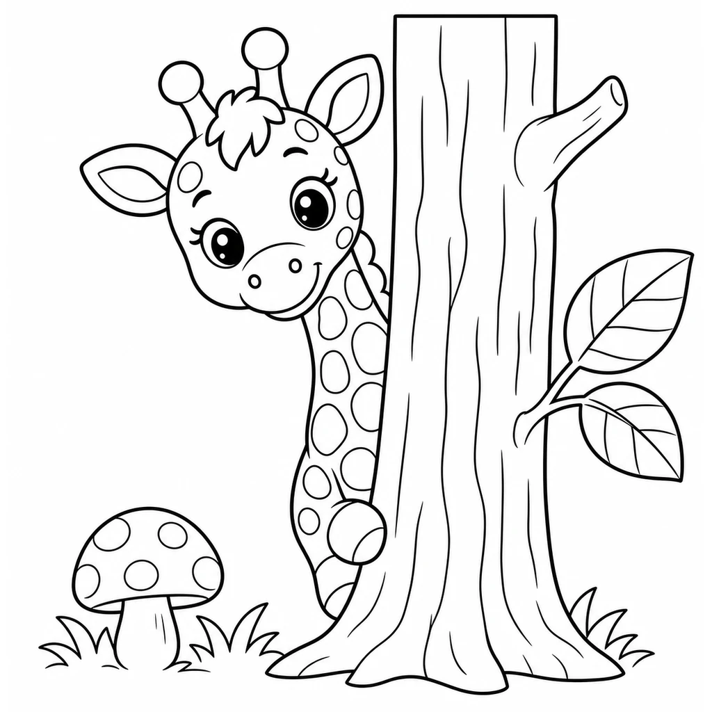 Coloriage : Girafe de face