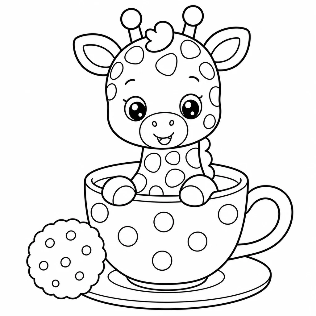 Coloriage : Girafe dans une tasse