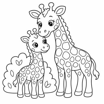 Sleeping giraffe coloring page