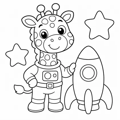 Dibujo de jirafa astronauta para colorear
