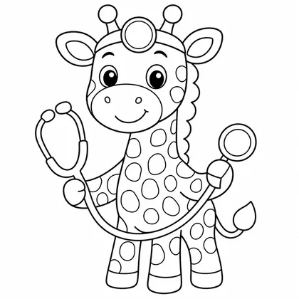 Dibujo de jirafa doctora para colorear