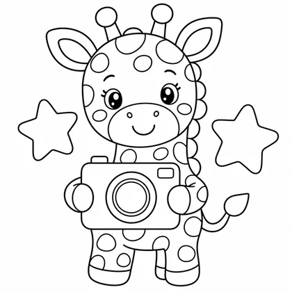 Dibujo de jirafa con cámara para colorear
