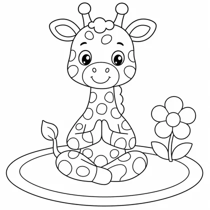 Dibujo de jirafa haciendo yoga para colorear