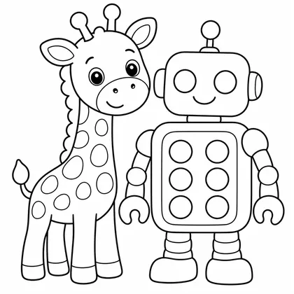 Dibujo de jirafa con robot para colorear
