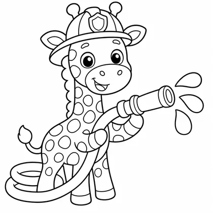 Dibujo de jirafa bombera para colorear