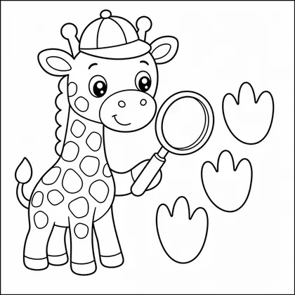 Dibujo de jirafa detective para colorear