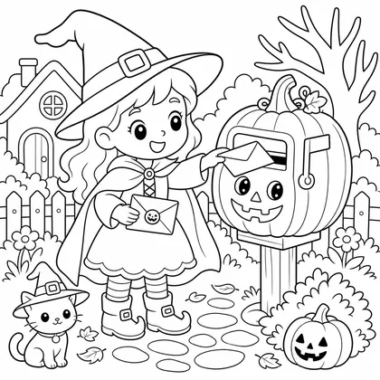 Dibujo de momia regando calabazas para colorear
