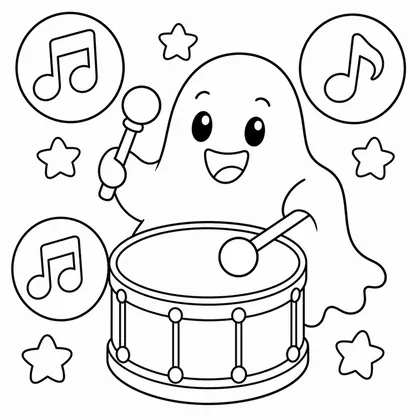 Dibujo de fantasma con tambor para colorear