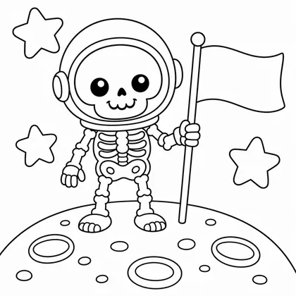 Dibujo de esqueleto astronauta para colorear