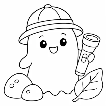 Dibujo de fantasma explorador con linterna para colorear