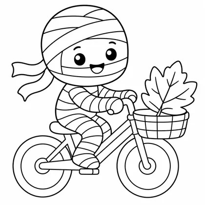 Dibujo de momia en bicicleta para colorear