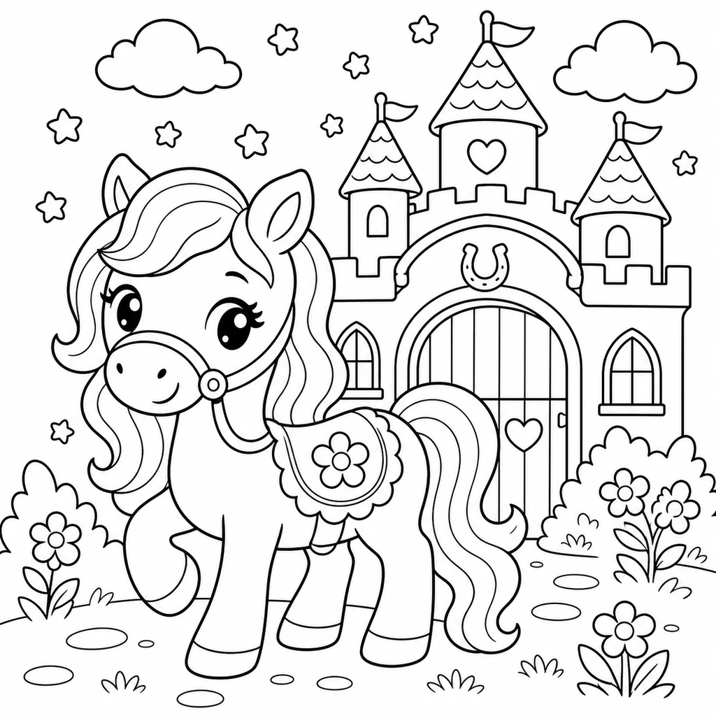 Coloriage : Poney de conte