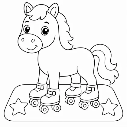 Dibujo de caballo con patines para colorear