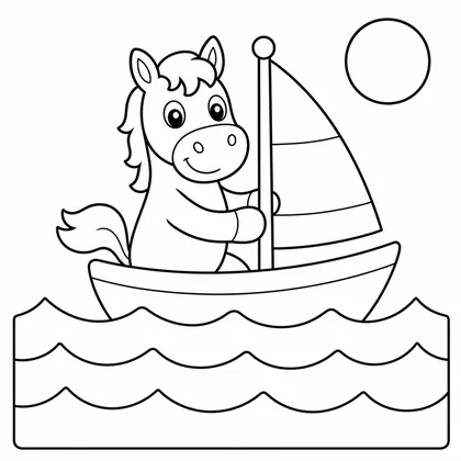 Dibujo de caballo en barca para colorear