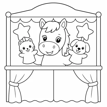Dibujo de caballo en teatro de marionetas para colorear