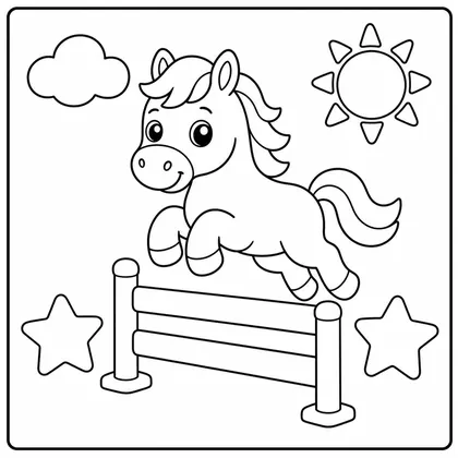 Dibujo de caballo saltando obstaculos para colorear