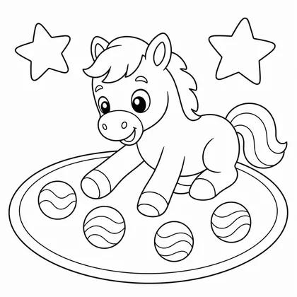 Dibujo de caballo jugando a las canicas para colorear