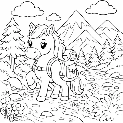 Mountain explorer horse coloring page