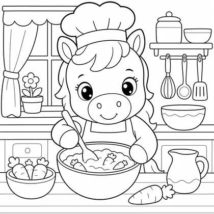 Chef horse coloring page