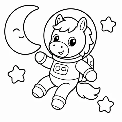 Dibujo de caballo astronauta para colorear
